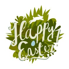 happy easter cartoon grass label vector illustration