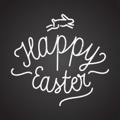 easter label handwritten calligraphy on chalkboard vector illustration