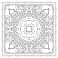 coloring book square page for adults - ethnic floral carpet