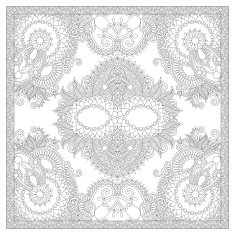 coloring book square page for adults - ethnic floral carpet N2
