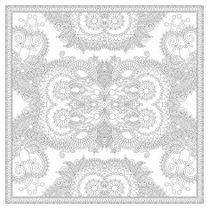 coloring book square page for adults - ethnic floral carpet N3