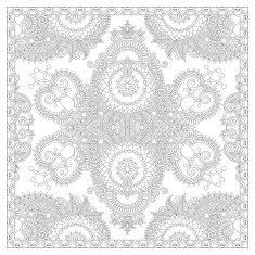 coloring book square page for adults - ethnic floral carpet N5