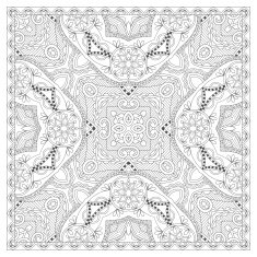 coloring book square page for adults - ethnic floral carpet N6
