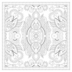 coloring book square page for adults - ethnic floral carpet N9