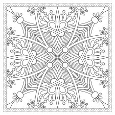 coloring book square page for adults - ethnic floral carpet N11