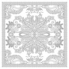 coloring book square page for adults - ethnic floral carpet N12