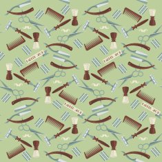 Seamless background pattern of barber shop and hairdresser icons
