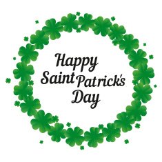 Wreath of clover and congratulations on Saint Patrick's Day