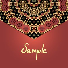 Brown half-full mandala frame Vector pattern