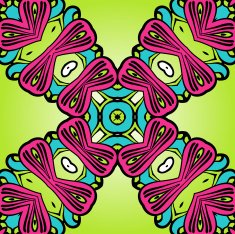 Oriental style seamless pattern in pink and green colors