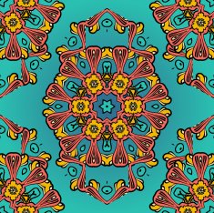 Vector ornate symmetry seamless oriental pattern
