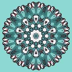 Colorful circle flower mandala background in light blue
