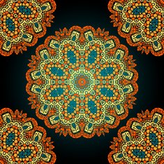 Seamless mandala over black background Vitage vector wllpaper