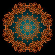 Mandala in outlines of ornage color Vintage vector art Design
