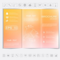 Tri-Fold Brochure mock up vector design Smooth unfocused bokeh background N50
