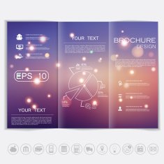 Tri-Fold Brochure mock up vector design shiny elements