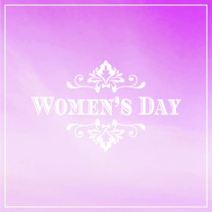 Happy Womens Day 8 March on unfocused floral background N2