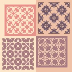 Set of four seamless patterns Vintage geometric ornaments N7