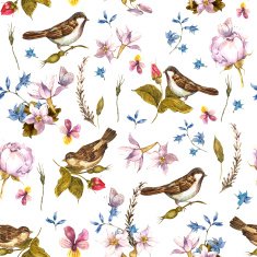 Floral Vintage Seamless Watercolor Background N2