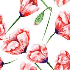 Red hand-painted poppy pattern