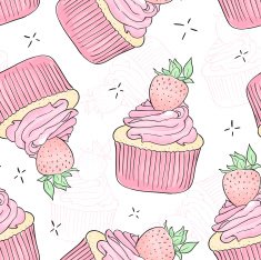 Vector Seamless Cupcake pattern N2
