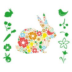 Easter card Cute bunny from floral elements