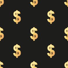 Universal vector seamless patterns tiling Finance theme with gold dollar N5