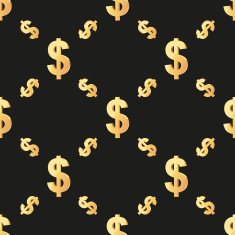 Universal vector seamless patterns tiling Finance theme with gold dollar N6