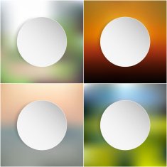White paper round notes set on blurred background vector illustration