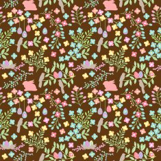 Vector Seamless Tileable Easter Background Pattern with Flowers