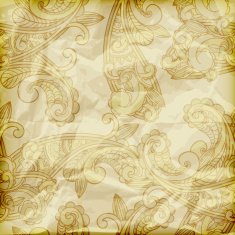 paisley pattern on crumpled golden foil texture