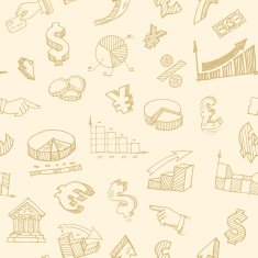 Finance and currency hand-drawn signs seamless background