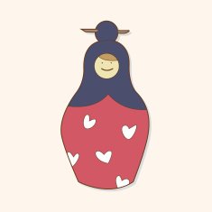 Matryoshka Russian traditional wooden doll vector pattern el N298