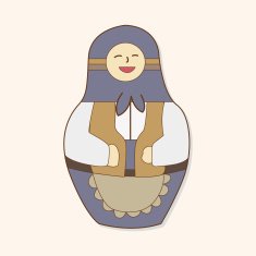 Matryoshka Russian traditional wooden doll vector pattern el N299