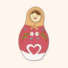 Matryoshka Russian traditional wooden doll vector pattern el N301
