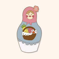 Matryoshka Russian traditional wooden doll vector pattern el N302
