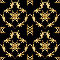 Golden floral pattern on black