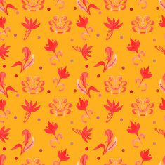 Orange Retro seamless pattern with trees Seamless Floral