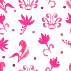 Retro red seamless pattern with trees Seamless Floral Pattern W