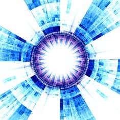 Computer generated illustration rendered fractal solar blue