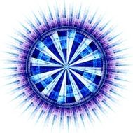 Computer generated illustration rendered fractal solar blue N2
