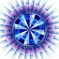 Computer generated illustration rendered fractal solar blue N3