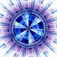 Computer generated illustration rendered fractal solar blue N4