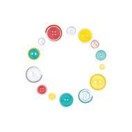 Decorative Circle of Sewing Buttons over white