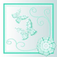 background card with flower lace and delicate butterflies