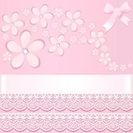 background with paper flowers and stripes lace