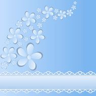 background card with paper flowers and stripes lace