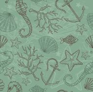 Decorative nautical seamless pattern