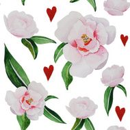 Vector watercolor seamless pattern with pink roses