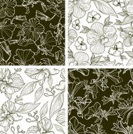 Set of vector seamless floral patterns